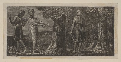 Colinet bespot door twee jongens, uit Thorntons Pastorals of Virgil, 1821 door William Blake