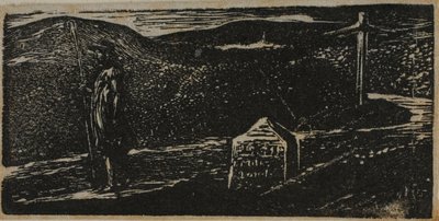 De reis van Colinet: Mijlpaal Gemarkeerd LXII Mijlen naar Londen, uit De Pastoralen van Vergilius door William Blake
