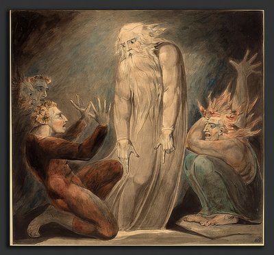 De geest van Samuel verschijnt aan Saul door William Blake