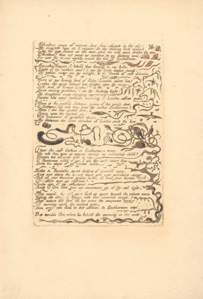 Europa. Een Profetie, Plaat 16, Ethinthus koningin van de wateren... (Bentley 17) door William Blake