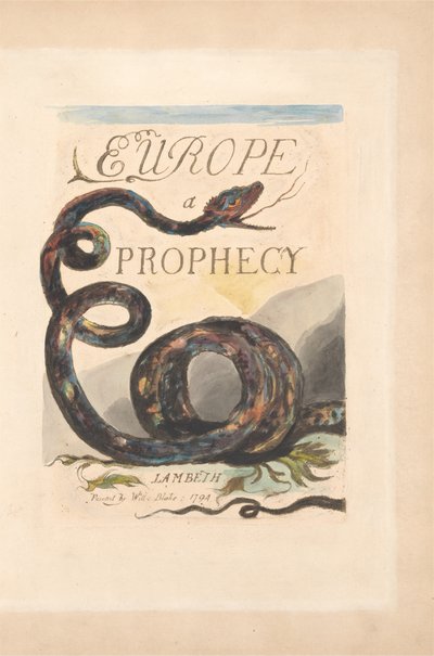 Europa. Een Profetie, Plaat 2, Titelpagina door William Blake
