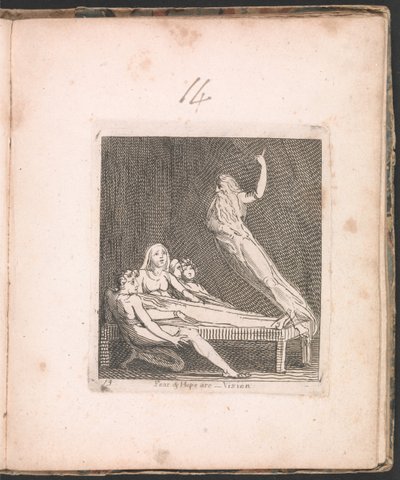 Voor Kinderen. De Poorten van het Paradijs, Plaat 15, Angst & hoop zijn -- Visie door William Blake
