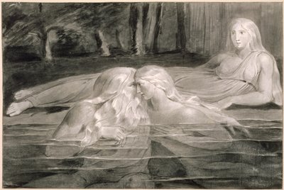Har en Heva baden, Mnetha kijkt toe, c.1785-89 door William Blake