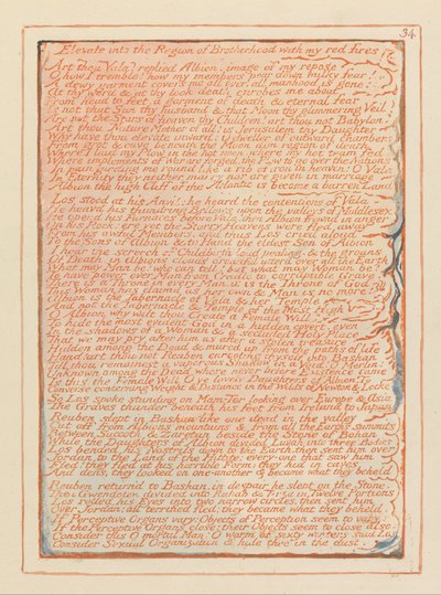 Jeruzalem, Plaat 34, Verhef je in de Regio van Broederschap.... door William Blake