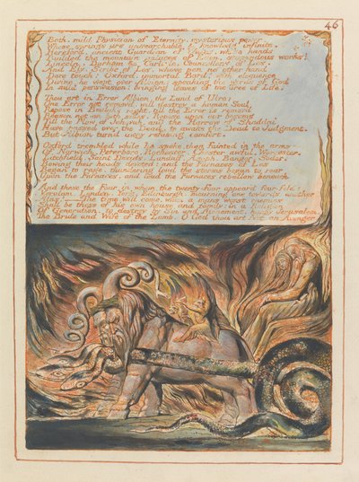 Jeruzalem, Plaat 46, Bad, milde arts.... door William Blake
