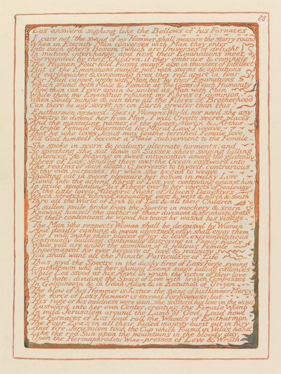 Jeruzalem, Plaat 88, Los antwoordde zuchtend.... door William Blake