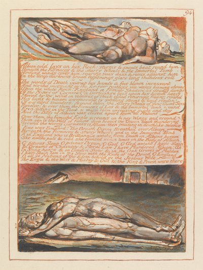 Jeruzalem, Plaat 94, Albion ligt koud op zijn rots.... door William Blake