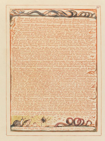 Jeruzalem, Plaat 98, Toen elk een vlammende pijl.... door William Blake