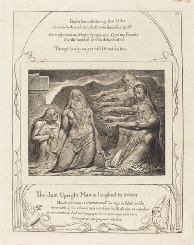 Job berispt door zijn vrienden door William Blake