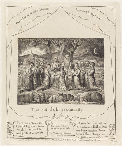 Job en Zijn Familie door William Blake