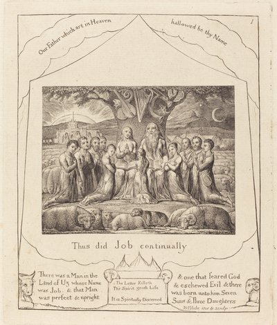 Job en Zijn Familie door William Blake