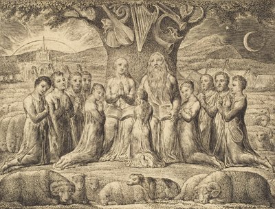 Job en Zijn Familie, 1825 door William Blake
