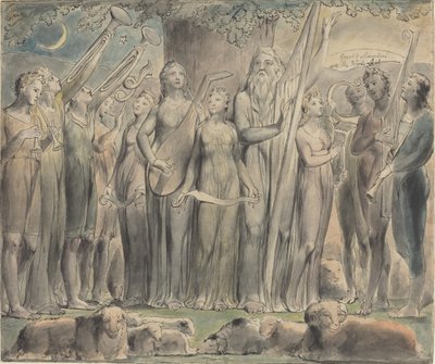 Job en Zijn Familie Hersteld in Welvaart door William Blake