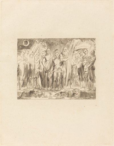 Job en Zijn Familie Hersteld tot Welvaart door William Blake