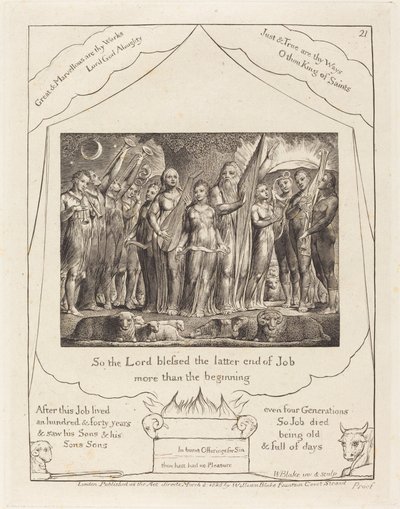 Job en Zijn Vrouw Hersteld tot Welvaart door William Blake