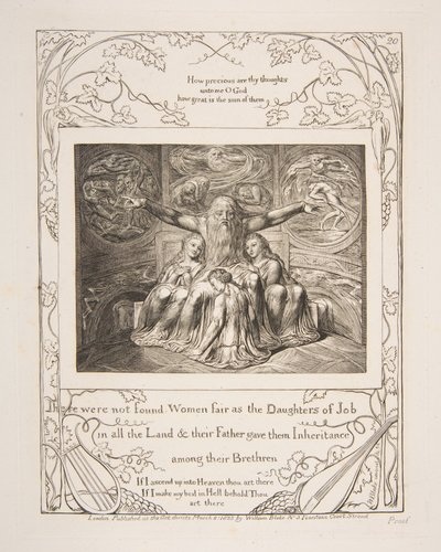 Job en zijn dochters, uit Illustraties van het Boek Job door William Blake