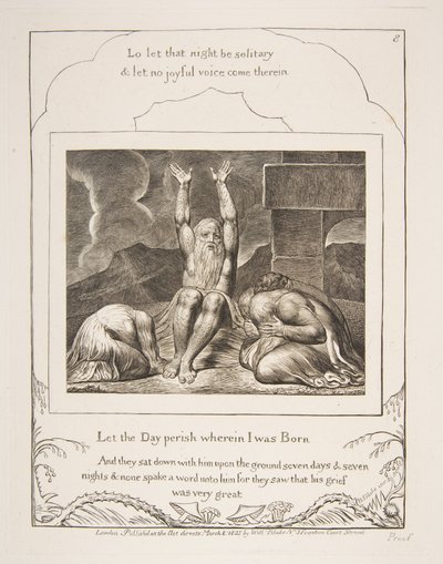 Jobs Wanhoop, uit Illustraties van het Boek Job, 1825-26 door William Blake