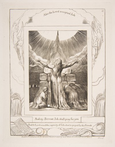 Jobs offerande, uit Illustraties van het Boek Job door William Blake
