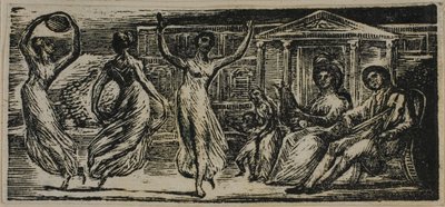 Menalcas Bekijkt Dansende Vrouwen, uit De Pastoralen van Vergilius door William Blake