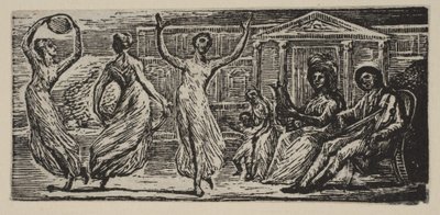 Menalcus die Vrouwen Ziet Dansen, uit Thorntons Pastorals of Virgil, 1821 door William Blake