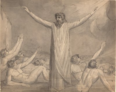 Mozes Stopt de Plaag (?) [recto] door William Blake