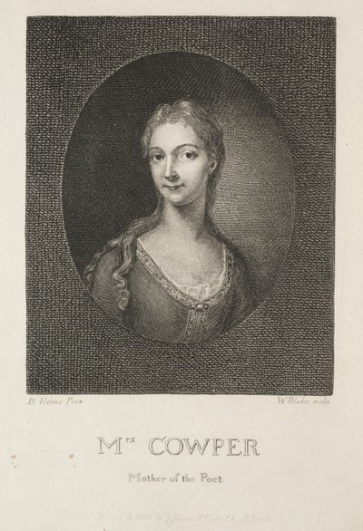Mevrouw Cowper, moeder van de dichter door William Blake