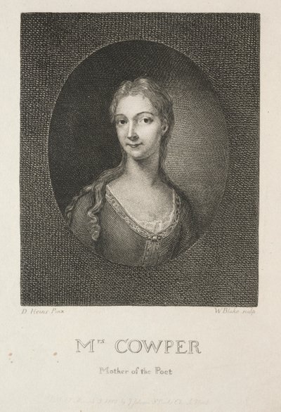 Mevrouw Cowper, moeder van de dichter door William Blake