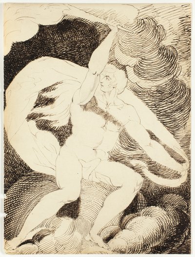Naaktfiguur van een Man met Brandende Fakkel door William Blake