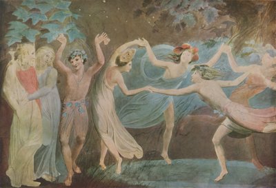 Oberon, Titania en Puck met dansende feeën, 1786 door William Blake