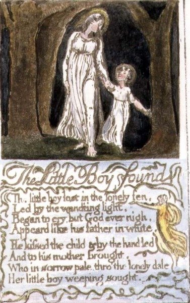 De kleine jongen gevonden: plaat 13 uit Songs of Innocence and of Experience (kopie R) c.1802-08 door William Blake