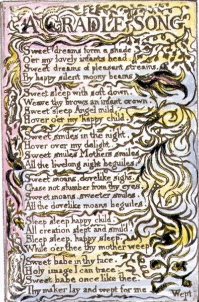 Een Wieg Lied: plaat 15 uit Songs of Innocence and of Experience (kopie R) door William Blake