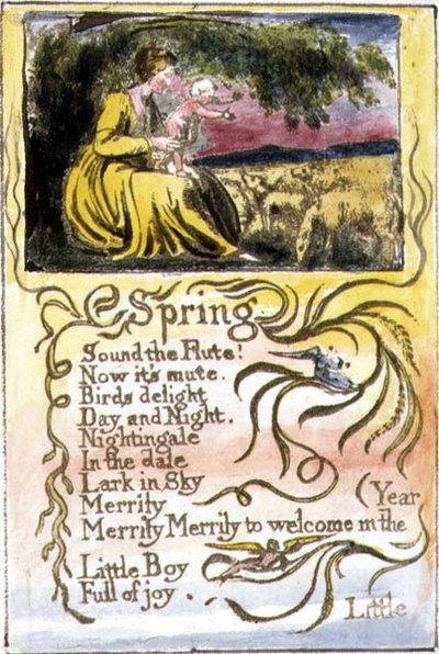 Lente: plaat 22 uit Songs of Innocence and of Experience (kopie R) c.1802-08 door William Blake