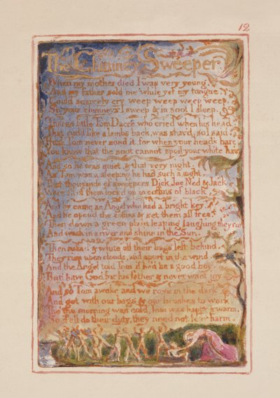 P.125-1950.pt12 De Schoorsteenveger: plaat 12 uit Songs of Innocence and of Experience (kopie AA) c.1815-26 door William Blake
