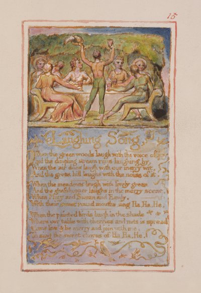 P.125-1950.pt15 Lachend Lied: plaat 15 uit Songs of Innocence and of Experience (kopie AA) c.1815-26 door William Blake
