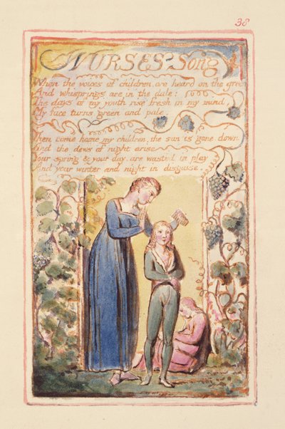 P.125-1950.pt38 Lied van de Verpleegster: plaat 38 uit Songs of Innocence and of Experience (kopie AA) c.1815-26 door William Blake