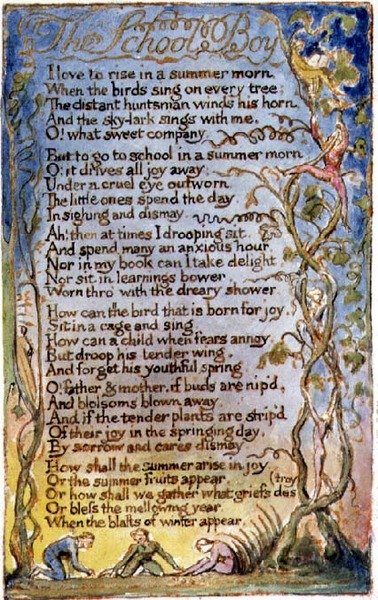 De Schooljongen: plaat 53 uit Songs of Innocence and of Experience (kopie AA) ca. 1815-26 door William Blake