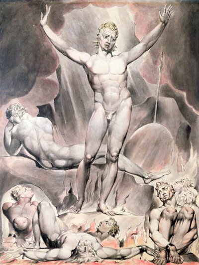 Satan Wekt de Opstandige Engelen, 1808 door William Blake
