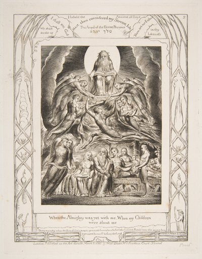Satan voor de troon van God, uit Illustraties van het Boek Job door William Blake
