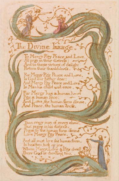 Liederen van Onschuld, Plaat 12, Het Goddelijke Beeld (Bentley 18) door William Blake