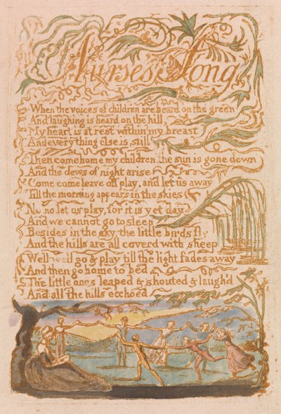 Liederen van Onschuld, Plaat 22, Lied van de Verpleegster (Bentley 38) door William Blake