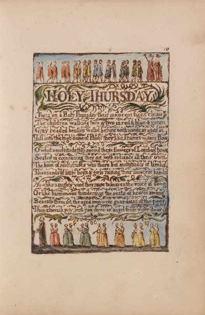 Liederen van Onschuld en Ervaring, Plaat 10, Heilige donderdag (Bentley 19) door William Blake