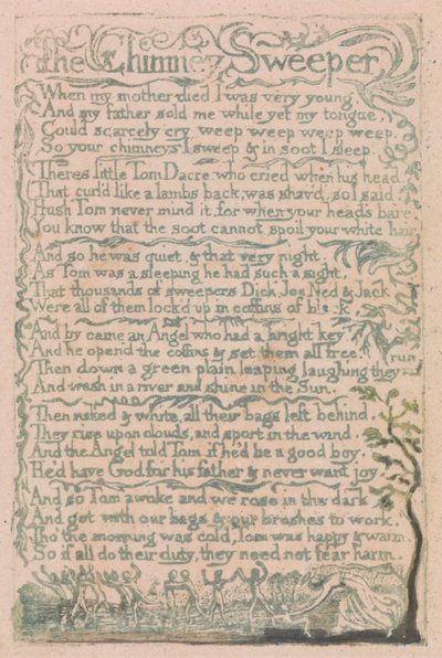 Songs of Innocence and of Experience, Plaat 10, "The Chimney Sweeper" (Bentley 12) door William Blake