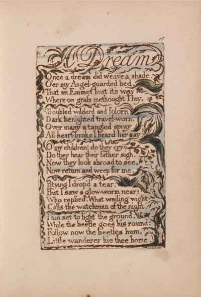 Liederen van Onschuld en Ervaring, Plaat 15, Een Droom (Bentley 26) door William Blake