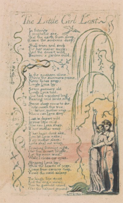 Songs of Innocence and of Experience, Plaat 20, Het Kleine Meisje Verloren (Bentley 34) door William Blake