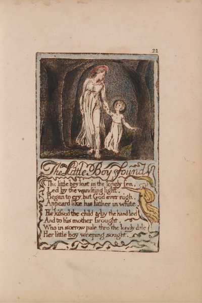 Liederen van Onschuld en Ervaring, Plaat 22, De kleine jongen gevonden (Bentley 14) door William Blake