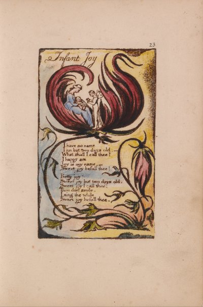 Liederen van Onschuld en Ervaring, Plaat 23, Vreugde van de Baby (Bentley 25) door William Blake