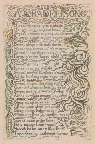 Songs of Innocence and of Experience, Plaat 26, Een Wiegelied (Bentley 16) door William Blake