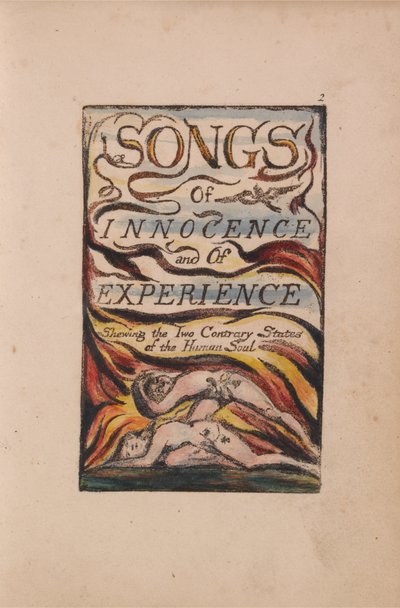 Liederen van Onschuld en Ervaring, Plaat 2, Gecombineerde Titelpagina (Bentley 1) door William Blake