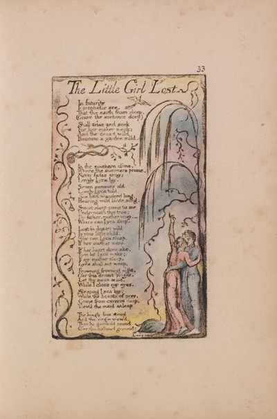 Liederen van Onschuld en Ervaring, Plaat 33, Het kleine meisje verloren (Bentley 34) door William Blake