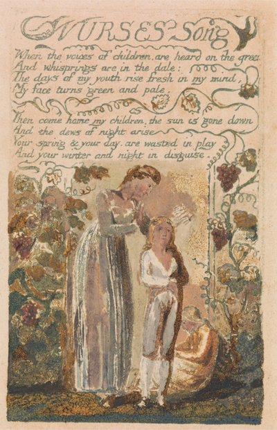 Songs of Innocence and of Experience, Plaat 37, "Nurses Song" (Bentley 38) door William Blake